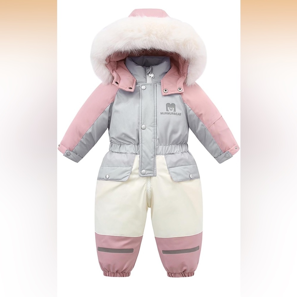 Pink and Gray Kids Snowsuit